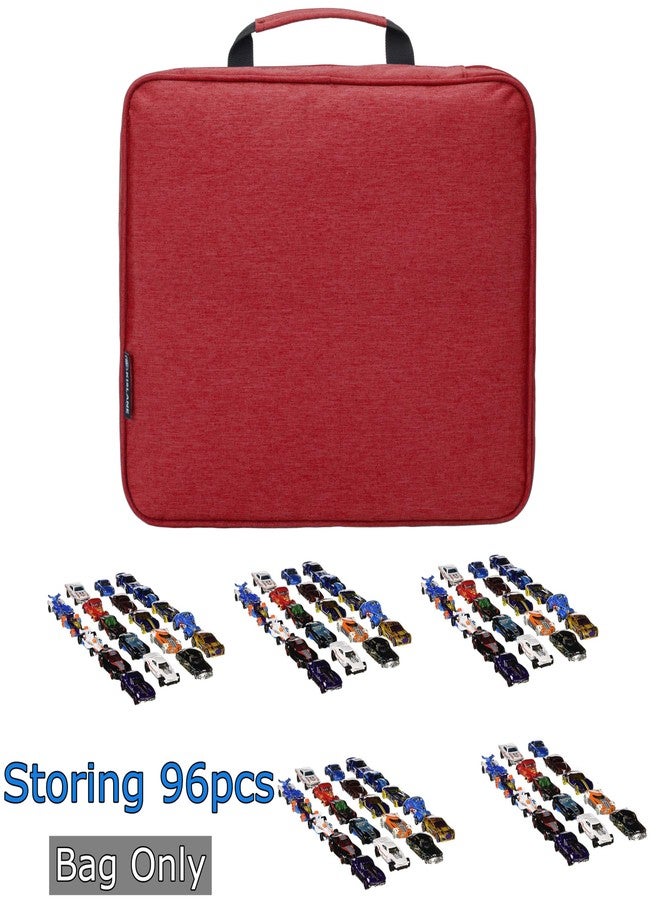 KISLANE 96 Toy Cars Storage Case Compatible with Matchbox Cars, Matchbox Cars Organizer Storage for Mini Toys, Toy Cars, Matchbox Cars, Small Dolls(Bag Only) (Red) - Image 3